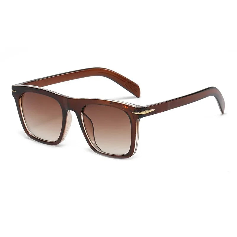 Vintage Square Sunglasses Men Anti-Blue Light Glasses Fashion Gradient Driving Shades Leopard Black Brand Oculos