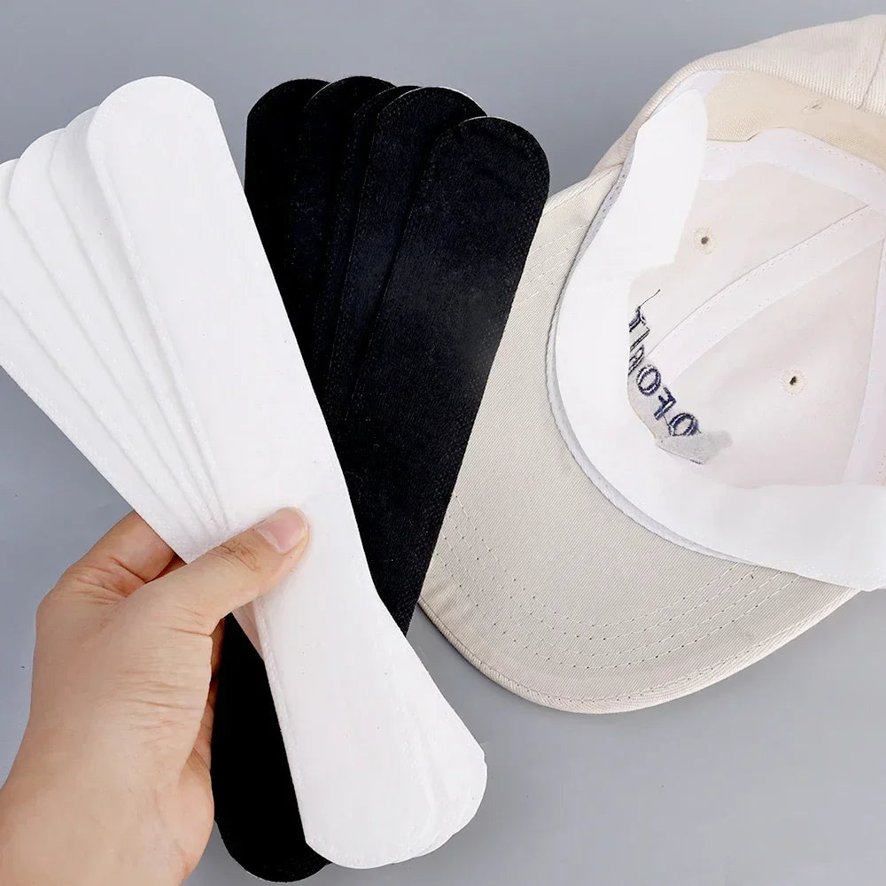10-40pcs Women's Hat Sweat Absorber Stickers Men Anti-dirt Sports Belt Cap Rim Invisible White Tape Hat Size Reducer Liner Pads