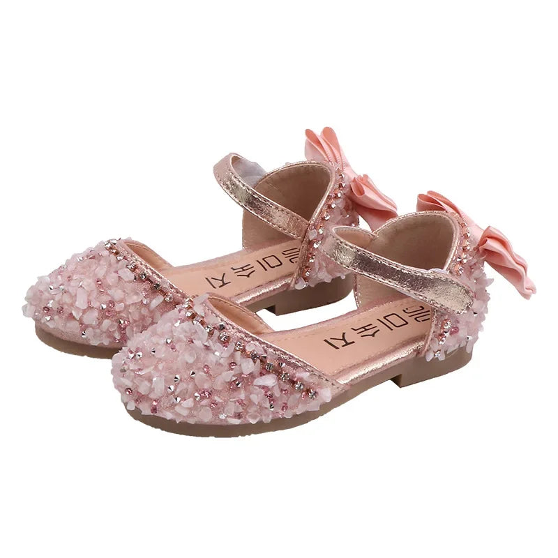Crystal Bow Single Shoes Summer Girls Fashion Princess Soft Shoes Children
