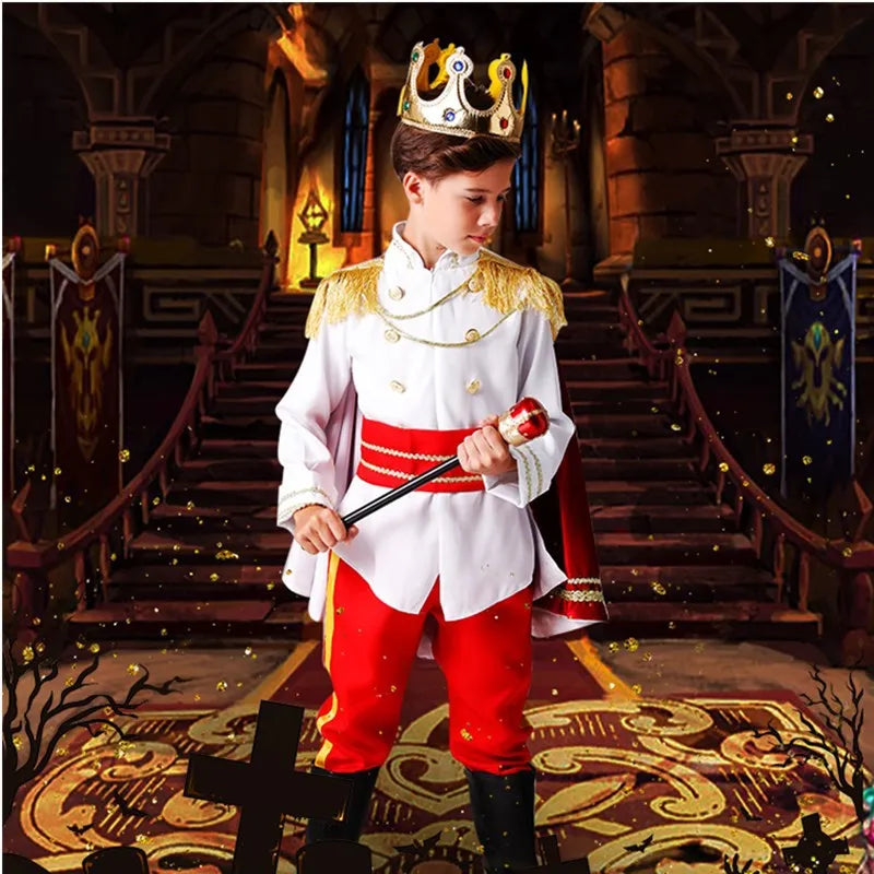Halloween Carnival Kids Cosplay King Costume Fairy Prince Children Stage Performance Masquerade Festival Boys Clothing Set