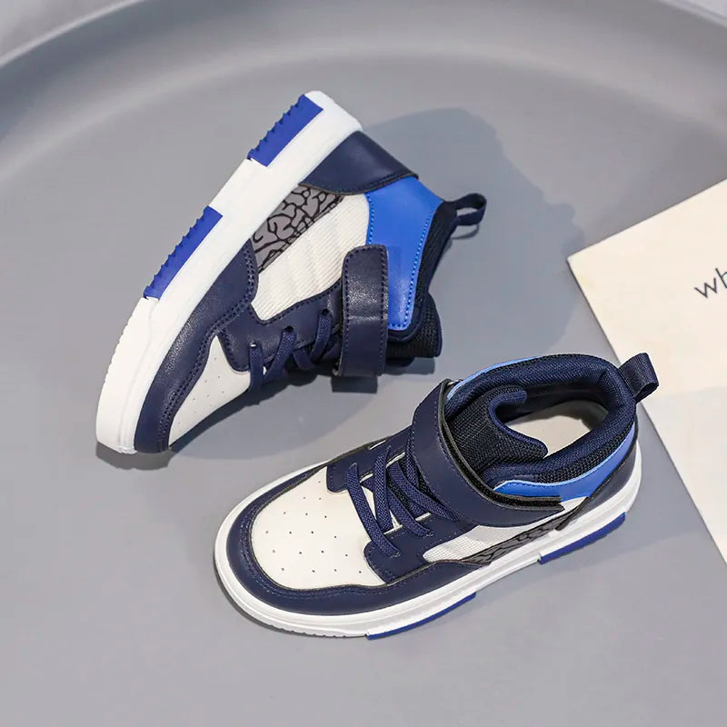 Brand Kids Board Shoes High Top Boys Girls Sneakers Leather Waterproof