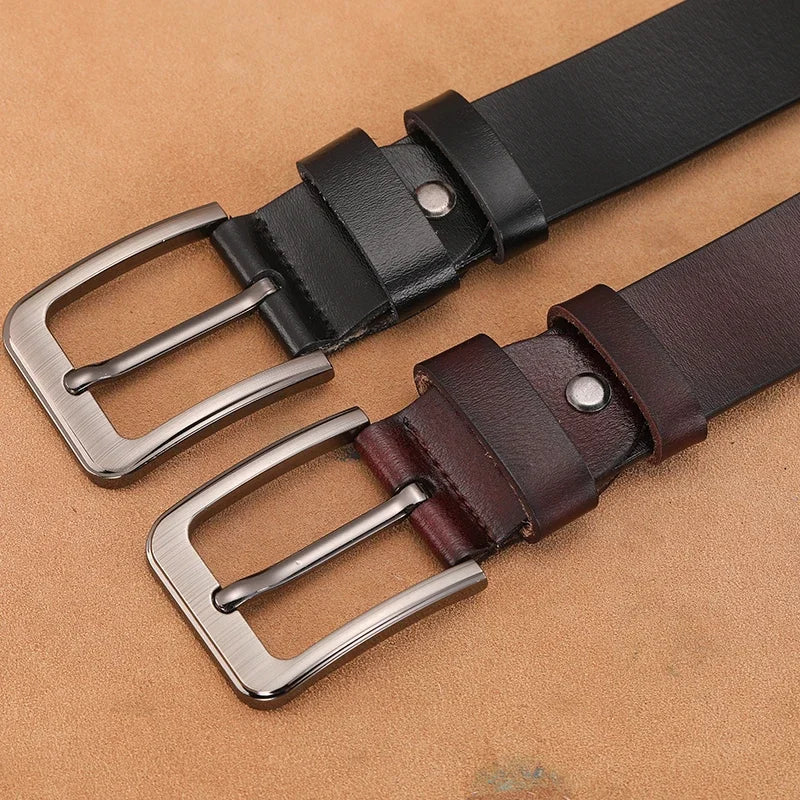 High Quality Genuine Leather LONG Large Pin Buckle Male Belts Waist for Mens 110 120 130 140 150 160 170cm Plus Size Men Belts