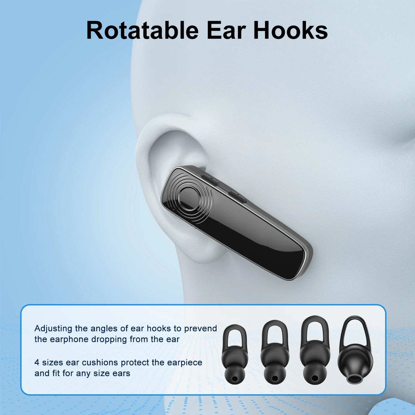Wireless Headset Bluetooth Earbuds Single Earphones With MEMS Micro Ear Hook