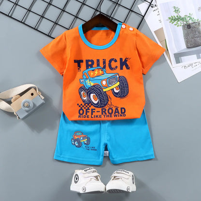 Children's Short Sleeved Set Pure Cotton Boy T-shirt Baby Summer Children's Clothing Girl's Shorts Baby Clothes Summer Clothing