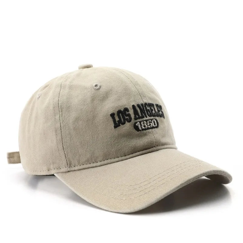 Personality female wash do old letter embroidery LOS ANGELES 1850 cap outdoor male sports travel sun protection baseball cap