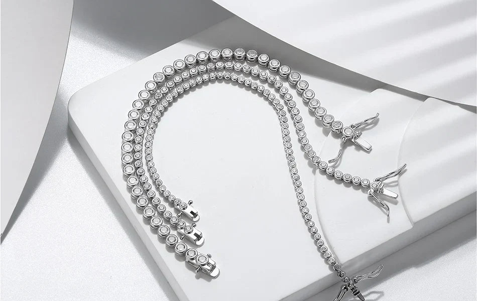 ORSA JEWELS Authentic 925 Sterling Silver Tennis Chain Bracelet Moulding Process Hanmade High-end Hand Chain for Man Woman SB128