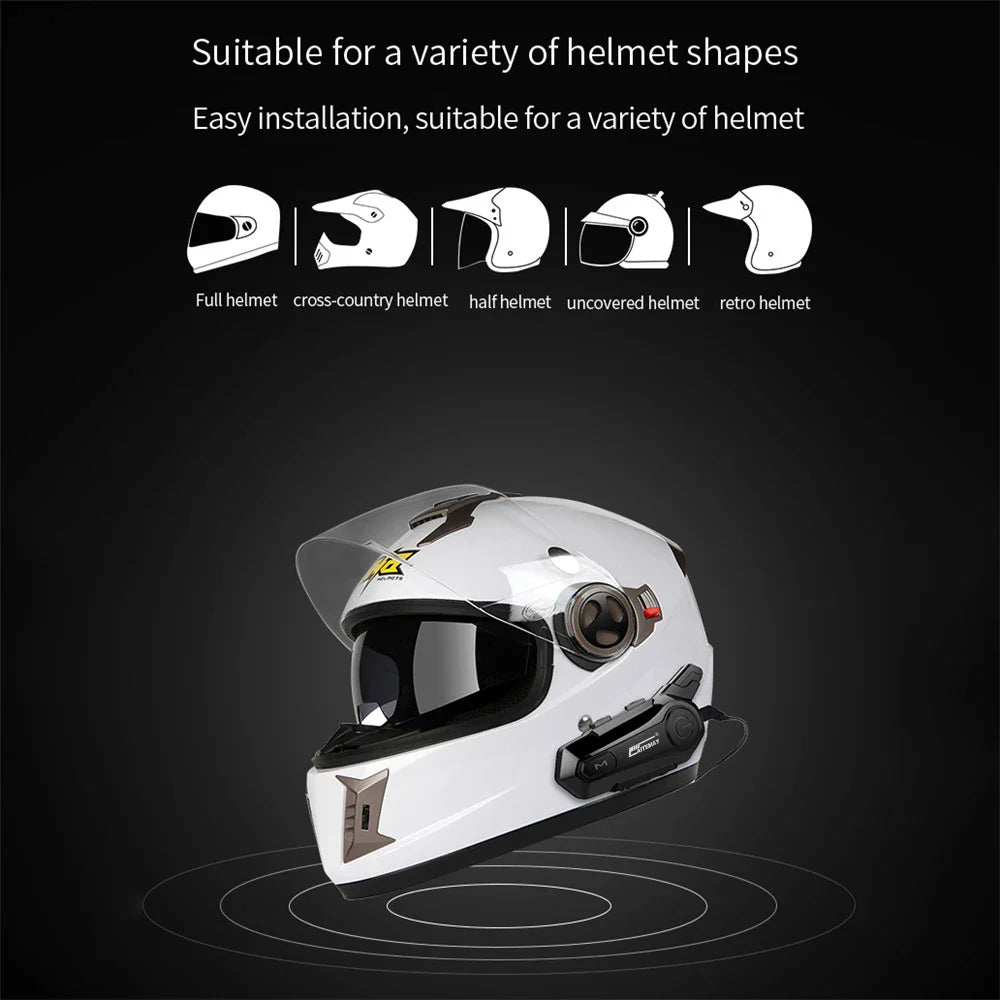 Bluetooth Headphone Motorcycle Helmet Intercom Headset 1000M For 2 Rider Intercomunicador Moto Wireless Interphone Handfree Call