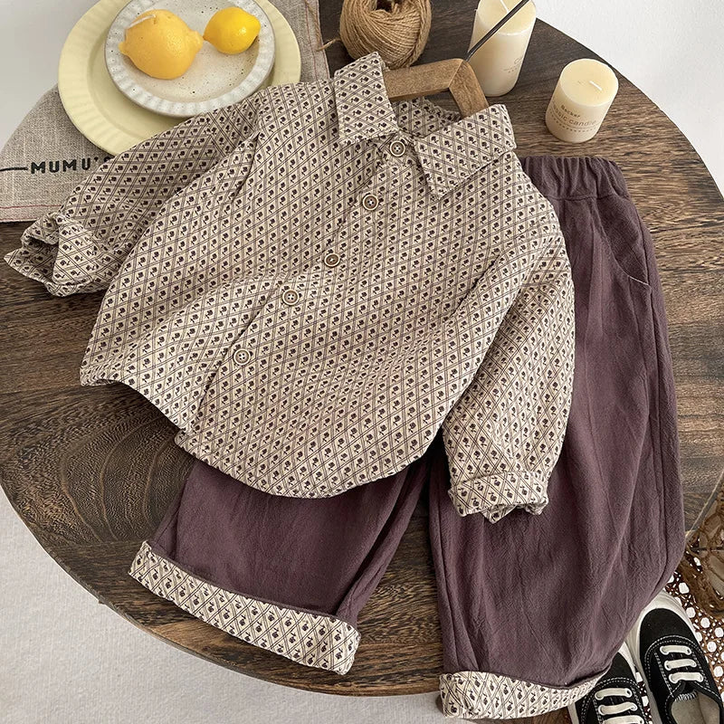 Boys Clothes Sets Spring Autumn 2025 Children Fashion Shirts Pants 2pcs Party Suit For Baby Tops Trousers Outfits Kids Tracksuit