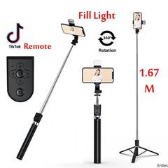 1.67M Long Extended Bluetooth Wireless Selfie Stick Live Broadcast Stand Holder Tripod