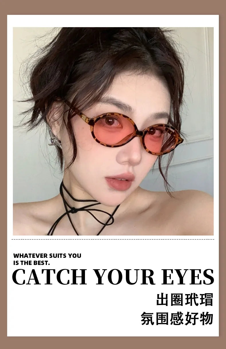 New Frame Oval Shape Sunglasses Classic Men's Vintage Sun Glasses Women Outdoor Leisure Eyewear UV400 Glasses Shades