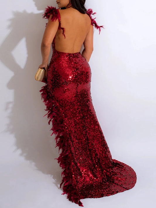 Evening Dresses: Maxi bodycon dress women shiny club birthday