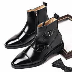 Boots for Men Martin Boots Zip Double Buckle Male Military Chelsea Ankle Boot