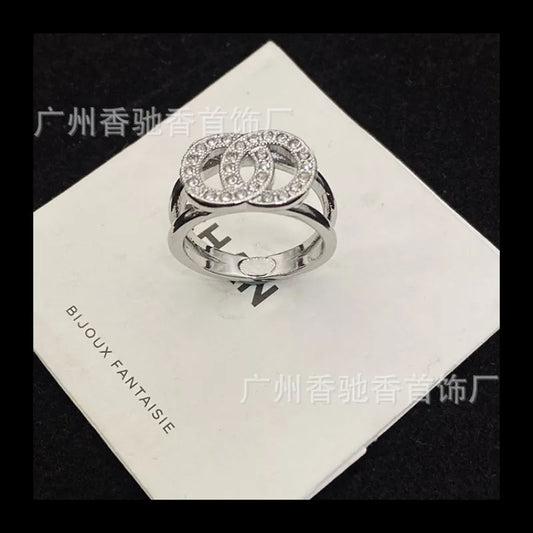New Versatile Ring Fashion Temperament Diamond Pair Ring Personality Trend Ring