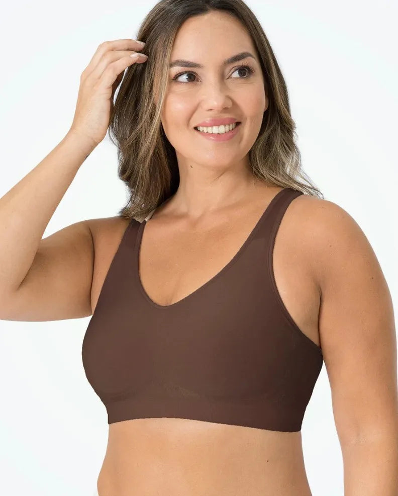 Women Daily Comfort Wireless Shaper Bra Bright Silk Decoration Lingerie