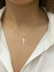 Fashion Stainless Steel Cross Gold Silver Color Necklace for Women Men Exquisite