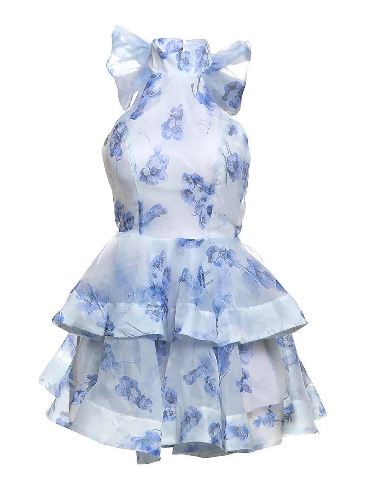 Sisterlinda Autumn Release Junior Above Knee Mini Sexy High Street Dress Girl Slim Fit Printing Backless Fashion Robe K24D61176