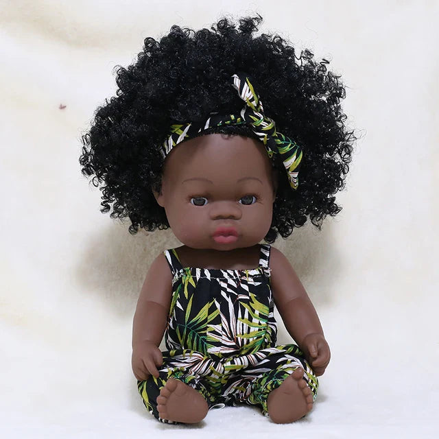 14inch Full Body Vinyl Bebe Reborn Dolls Soft Lifelike Baby Toys American Reborn Black Baby Doll Vinyl Baby Doll Toys Girls Boys