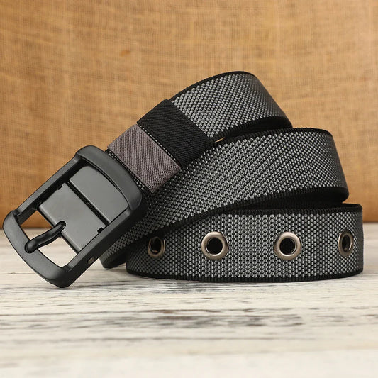 New canvas waist belt men's needle buckle leather belt nylon woven workwear casual tactical young teenagers students