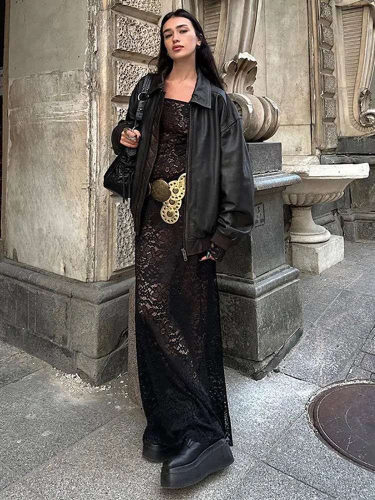 Formal attire Dresses: Square Neck Long Sleeve High Split Maxi Dress For Women