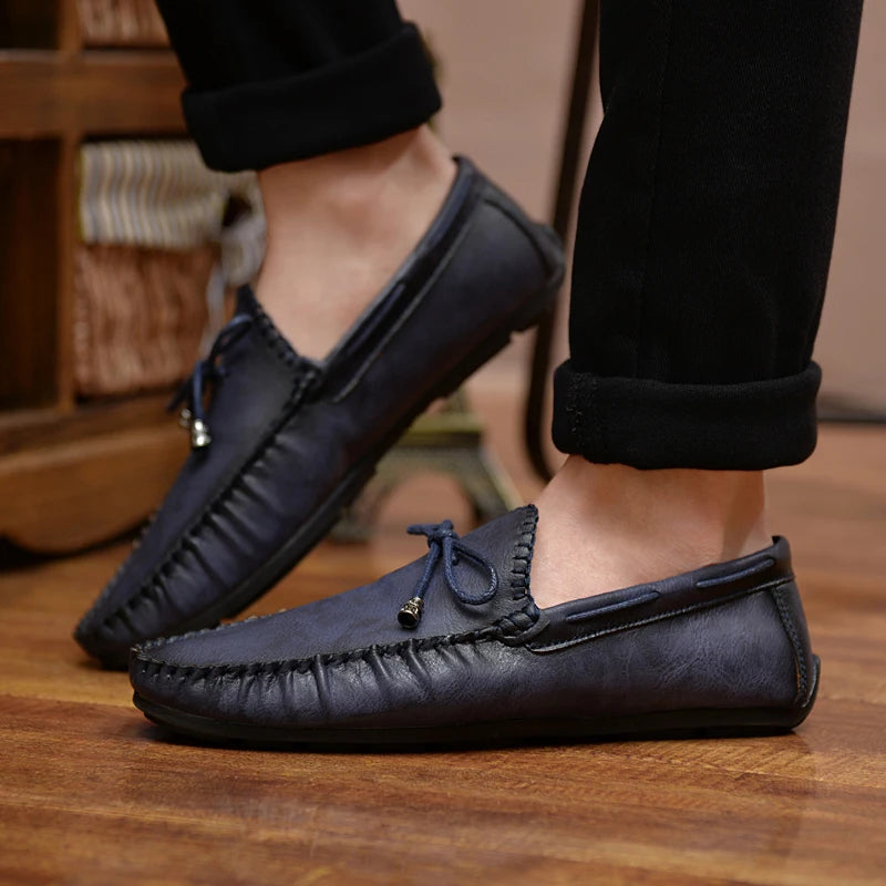 Fashion Leather Men Casual Shoes Slip on Formal Loafers Luxury Brand Comfortable Men Moccasins Italian Soft Male Driving Shoes