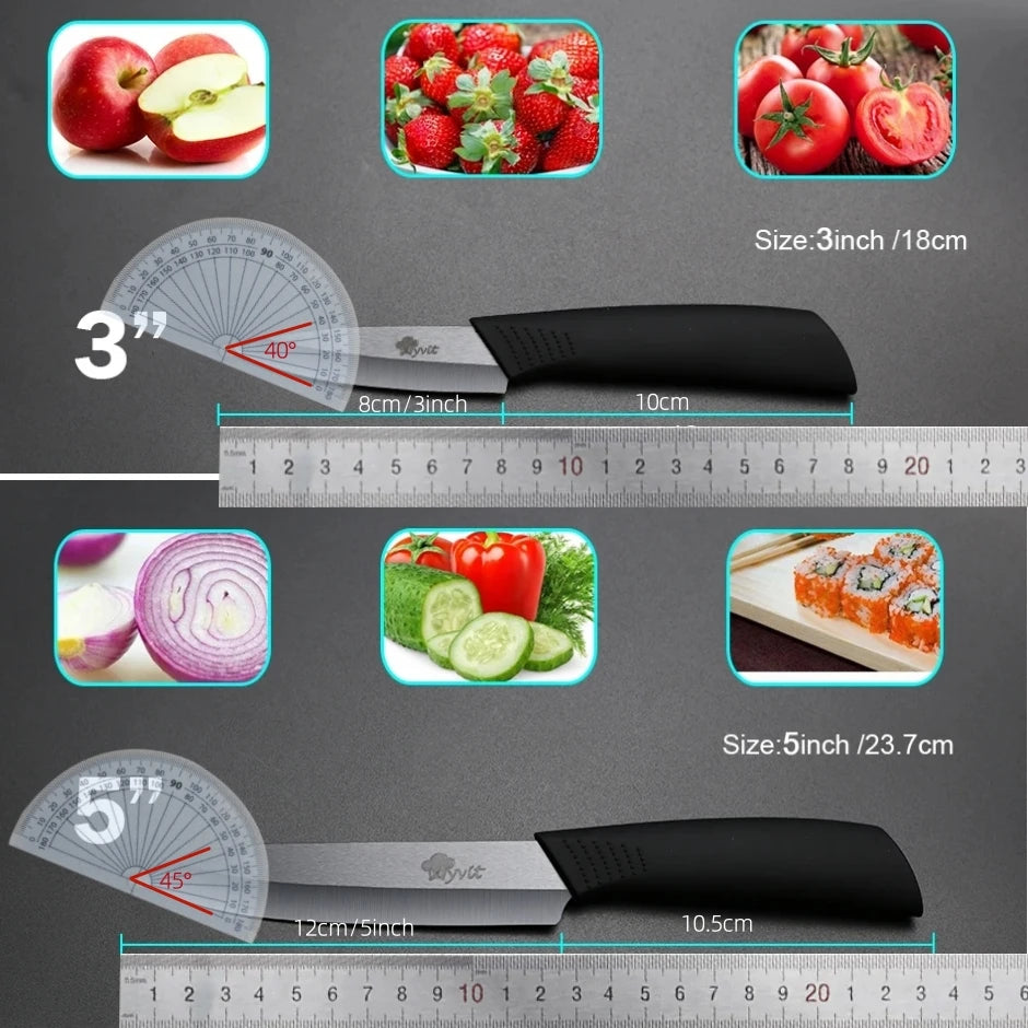 Kitchen Ceramic Knives 3" Paring 5" Slicing Ceramic Knife Black Blade Kitchen Knives