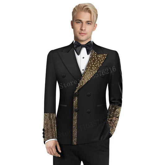 Tuxedo for Mens: 2 Piece Men's Suit Tailcoat Application Single Button Lapel Satin