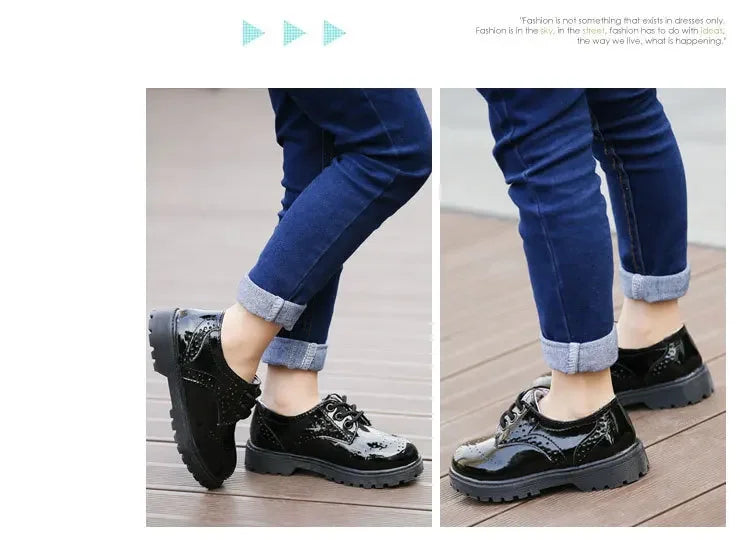 Boys Leather Shoes for Party Wedding Black Kids Formal Shoes Fashion Soft School