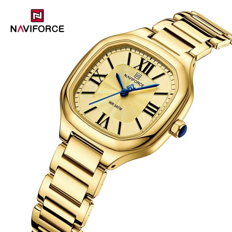 NAVIFORCE Brand High Quality Women Quartz Watch Stainless Steel Strap Casual Elegant Waterproof Wristwatch Relogio Feminino 2024