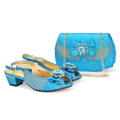 Italian Design Ladies Shoes with Matching Bag Set Nigerian for Party Crystal Decoration Style African Women Shoes with Bag