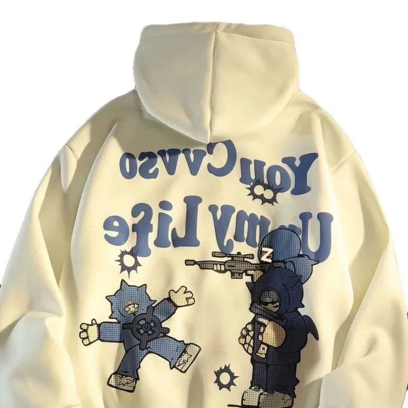 Hip Hop Women's Hooded Sweatshirt Autumn/Winter Thick Fleece Lined Jacket