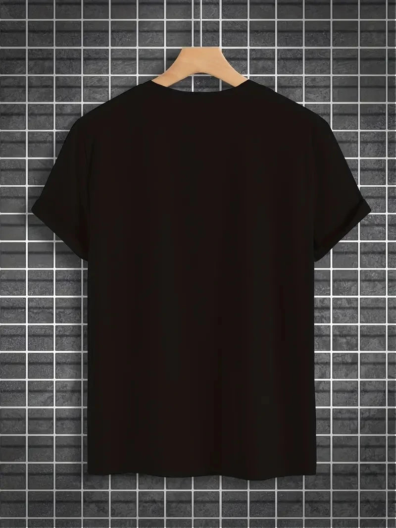 Men's 100% pure cotton fashionable casual sports loose trendy doll graffiti printed round neck short sleeved T-shirt top