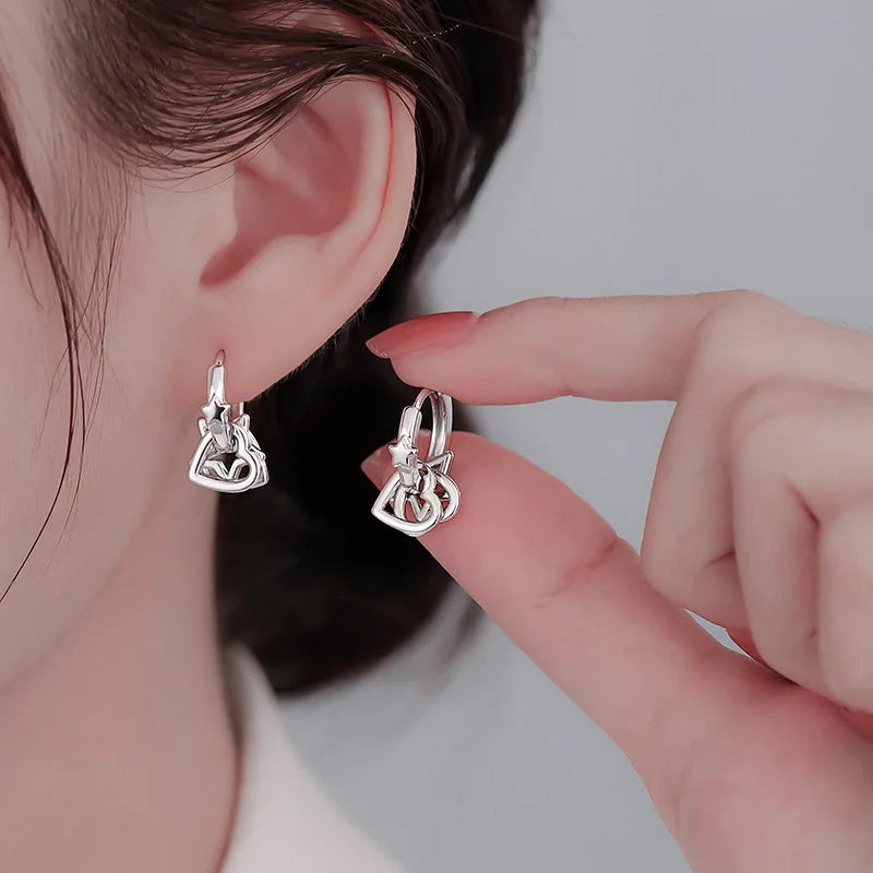 New 925 Sterling Silver Hoop Earrings Pearl Droplet Irregular Vintage Punk For Women Girl Gift Jewelry Dropshipping Wholesale