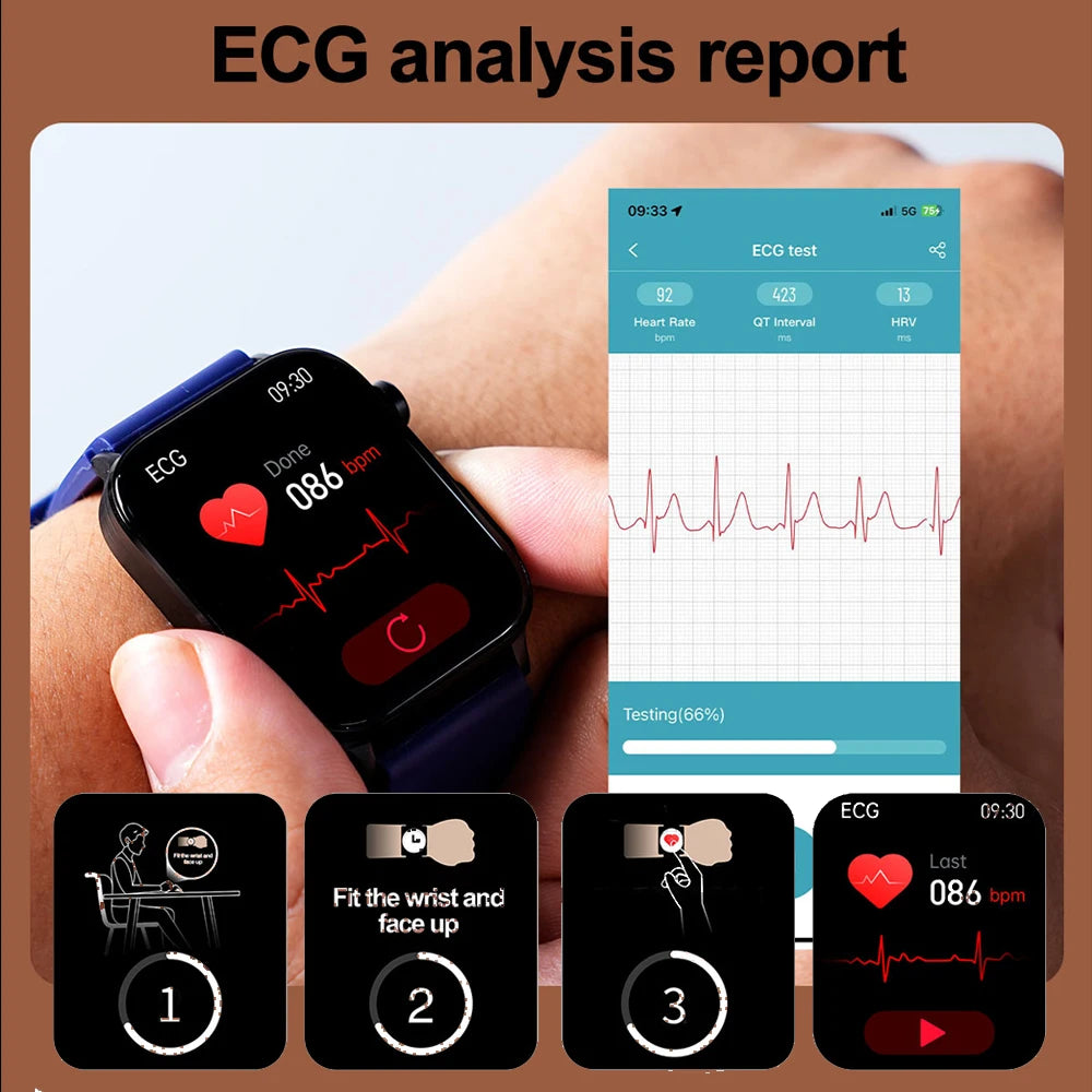 2025 New 24-Hour Health Monitoring Smart Watch Men Uric Acid Blood Lipids Heart Rate Bluetooth Call Smartwatch Women