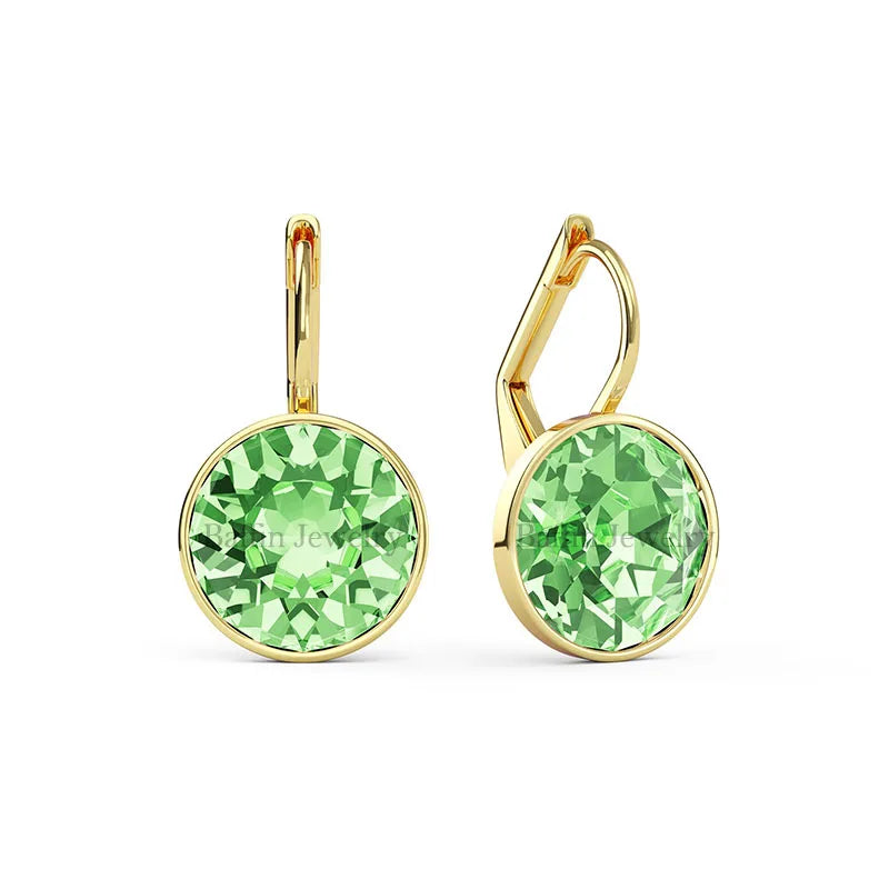 Bella Drop Earring for Women Christmas Birthday Premium Austrian Crystals Round Cut Dangle Silver Gold Color Pierced Jewelry