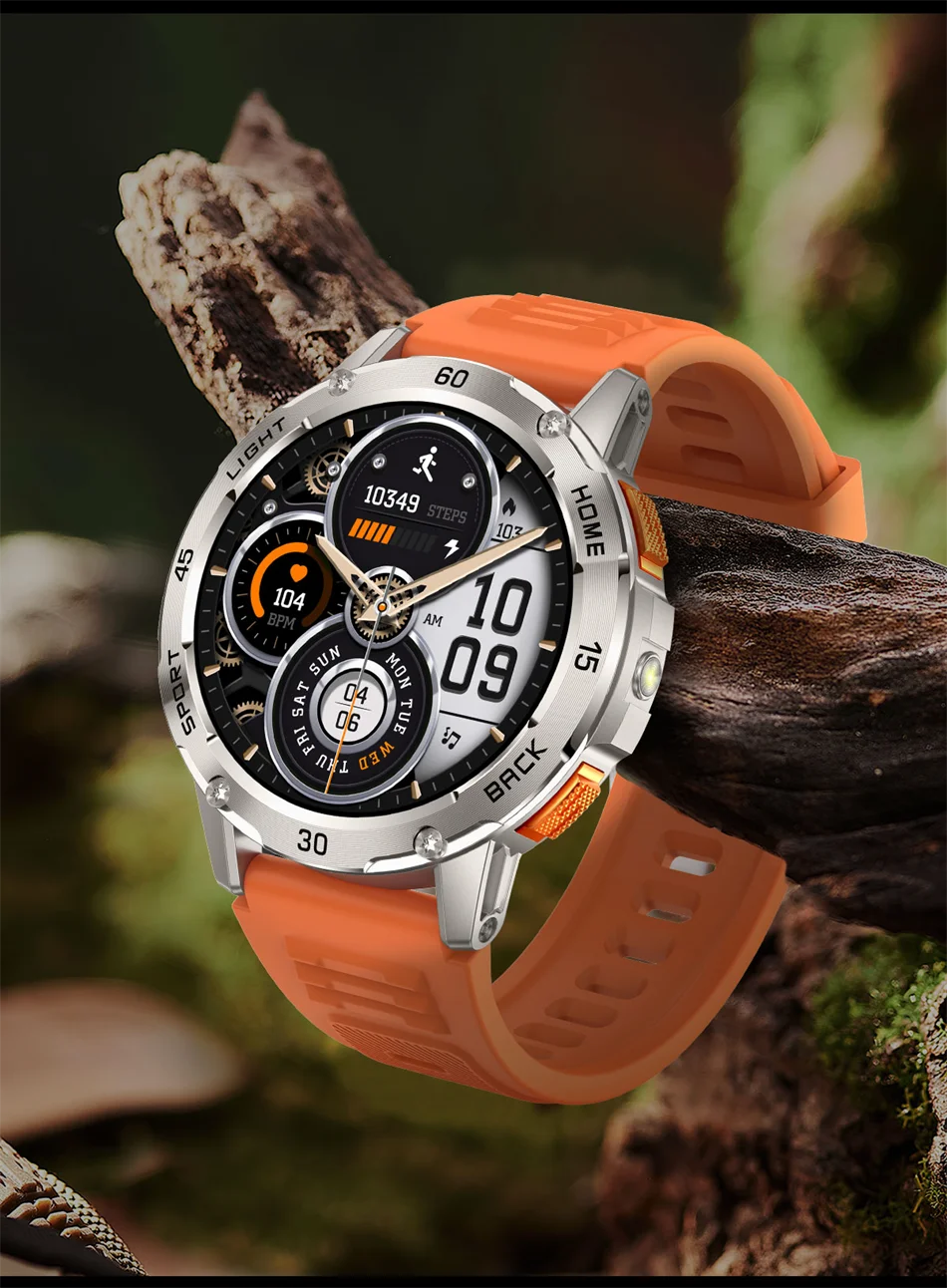5ATM LED Flashlight Smart Watch Men 100+ Sports Modes Health Monitor Man Watches Bluetooth Call Men Smartwatches For Android ios