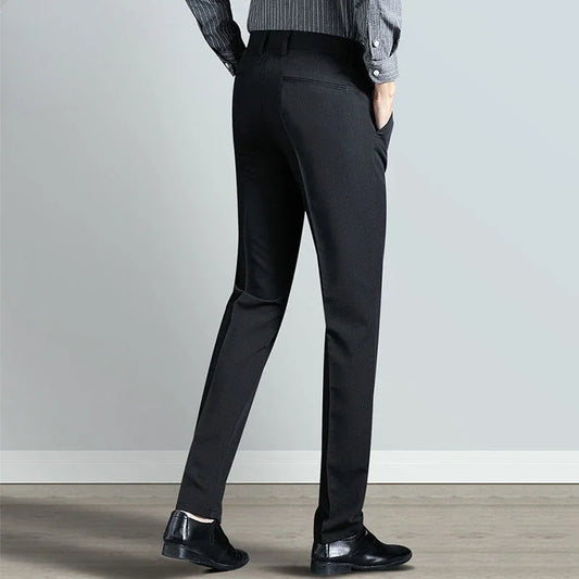 Gray Business Trousers for Men Tight Social Tailoring Man Suits Pants Fabric