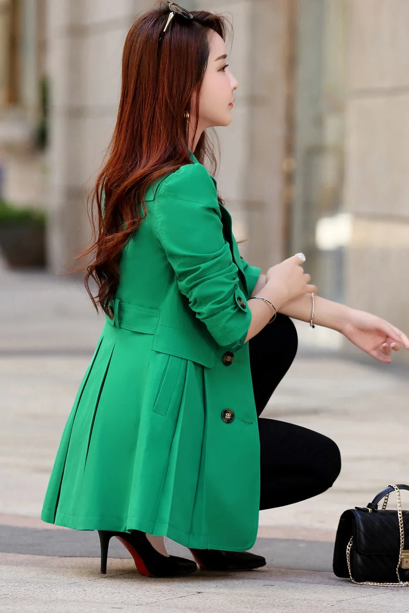 Trench Coat Women Double-Breasted Trench Coat Lace Female Autumn Casual Coats