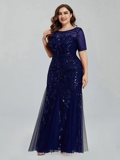 Women Plus Size Long Dresses 2023 New Summer Formal Luxury Lace Sequin Chic Elegant Turkish Wedding Evening Party Prom Clothing