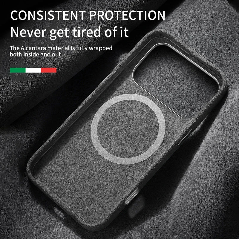 100% Italian Alcantara Magnetic Case for iPhone 17 Pro Max Air Luxury Magsafe Cover Leather Phone Cases for iPhone 17Pro 17Air