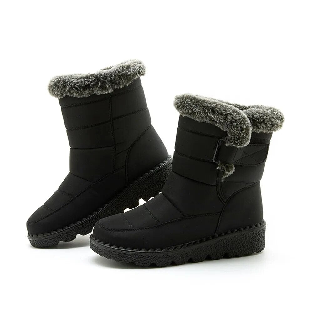 Waterproof Winter for Fur Long Platform Snow Warm Cotton Couples Shoes Plush