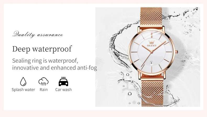 OLEVS Watches For Women Quartz Waterproof Watch Luxury Lady's Watch Stainless Steel Rose Gold Set Gift Box