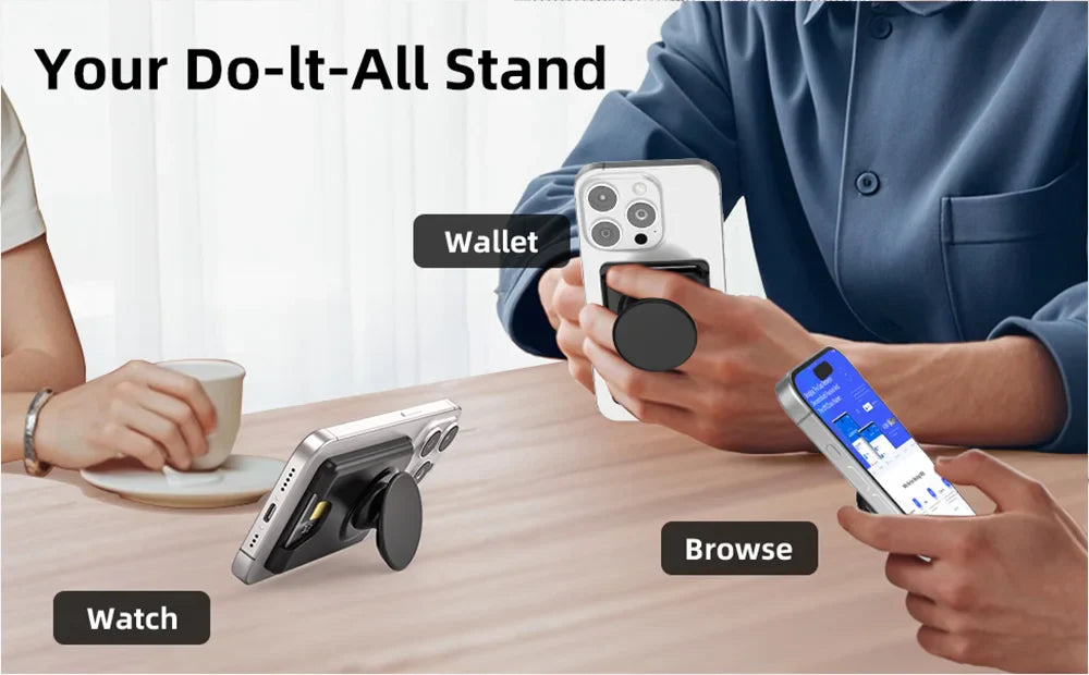 Grippopso Universal Magnetic Wallet With Expanding Phone Grip,Phone Card Holder Solid SocketWallet For IPhone Samsung Wallets