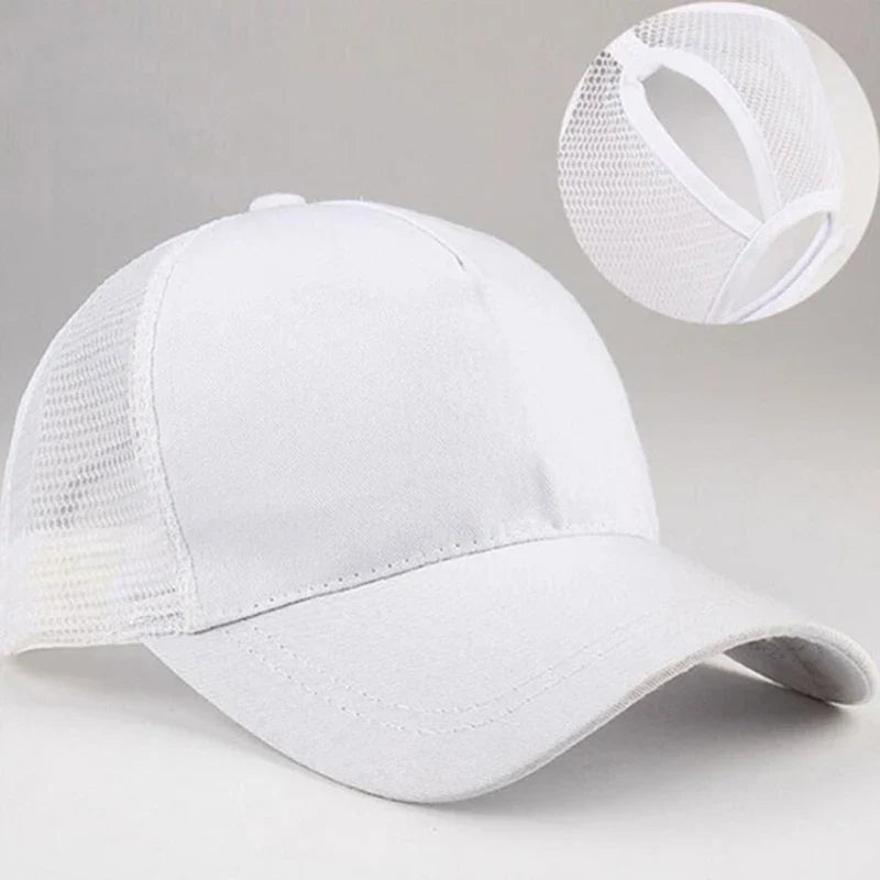 2025 New Ponytail Baseball Cap For Summer Women's Adjustable Black Hat Messy Cap Casual Cotton Girl Snapback Mesh Caps Casual