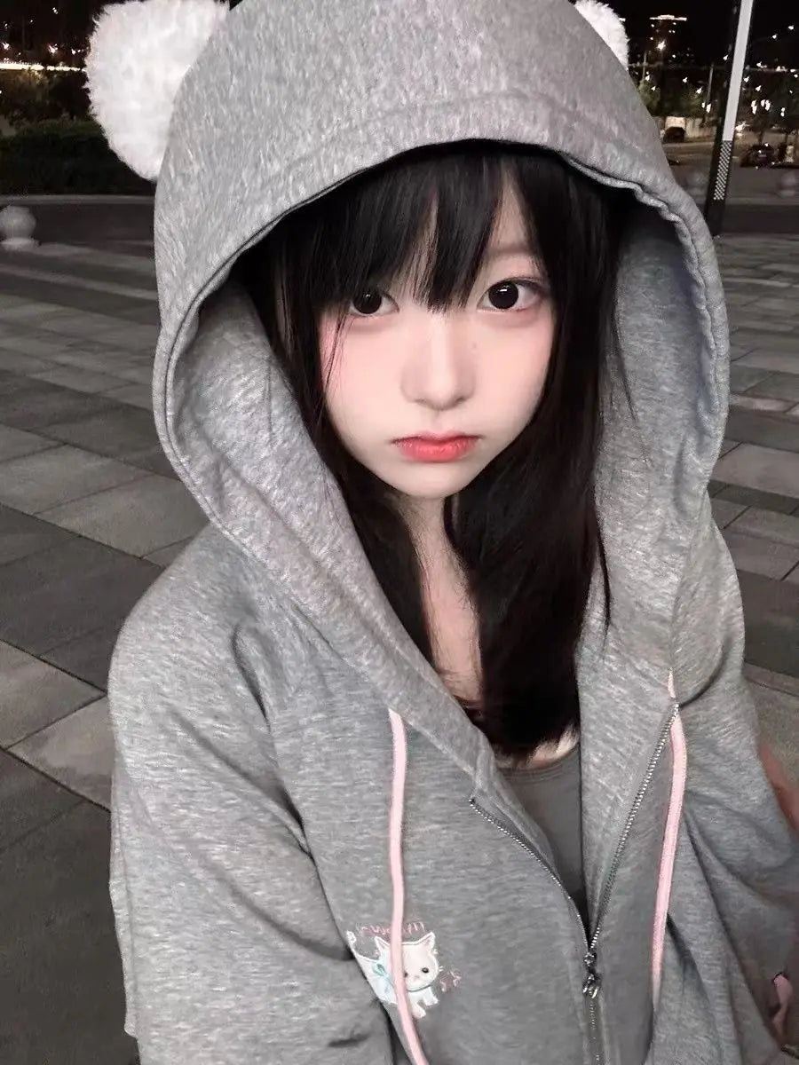 Kawaii Sweet Harajuku Hoodie Women Japanese Fashion Cute Cat
