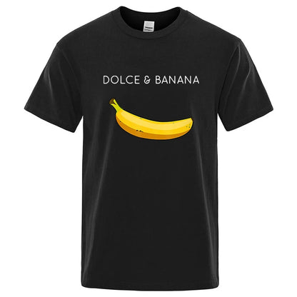Summer Men's T-shirt High Quality 100%Cotton Funny Banana Printing Loose O-neck Men Short Sleeve Casual For Male T-shirt Top Tee
