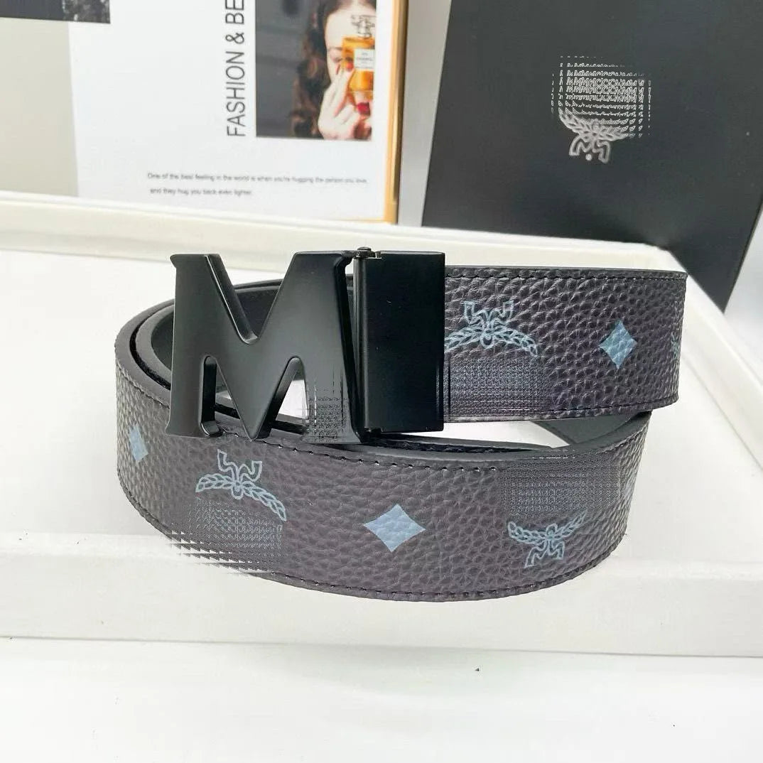 Classic Men's Belt Pure Cowhide Durable Fashionable Business Casual Alloy Buckle Hole Punching for Middle-aged And Young