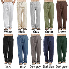 Korean Spring Linen Wide Men Pants Oversize Linens Trousers Streetwear Male