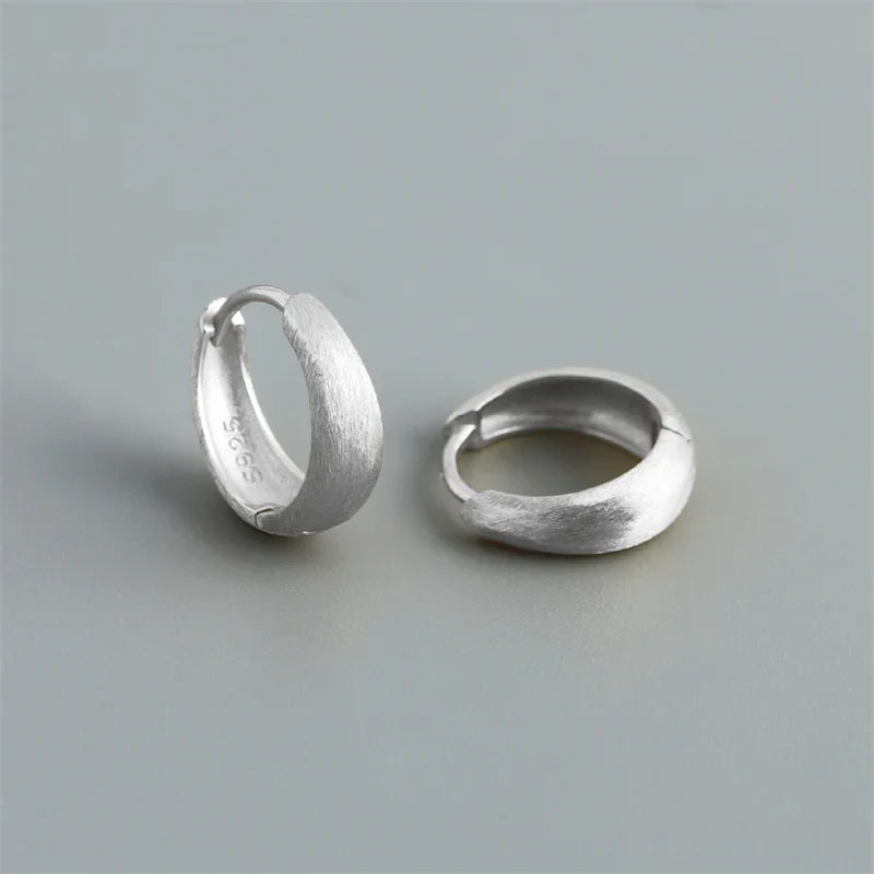 WANTME 925 Sterling Silver Simple Statement Matte Large Huggies Hoop Earrings for Men Women Fine Gothic Punk Charms S925 Jewelry