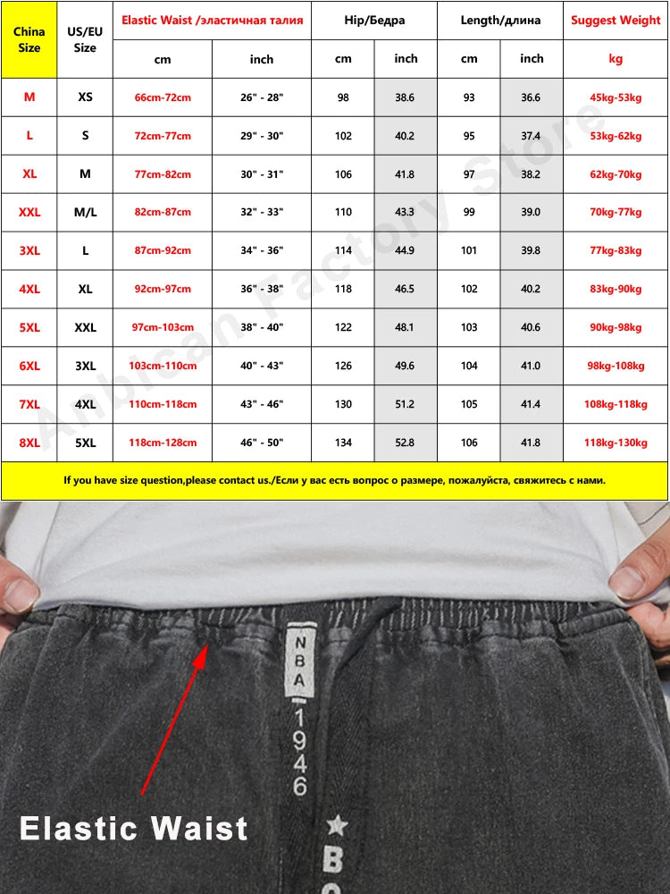 Spring Autumn Multi-Pockets Cargo Jeans Men Black Blue Denim Jogger Pants