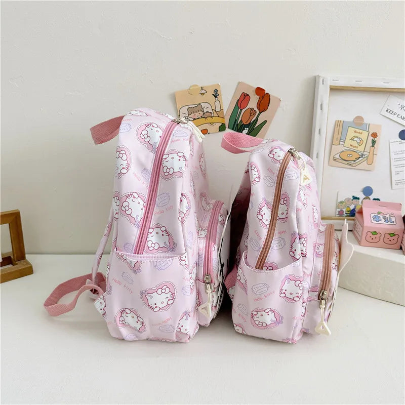 Anime Cartoon Kuromi Melody Cinnamoroll Backpack Boys Girls Cartoon Hello Kitty Kawaii Canvas Fashion Children's Schoolbag